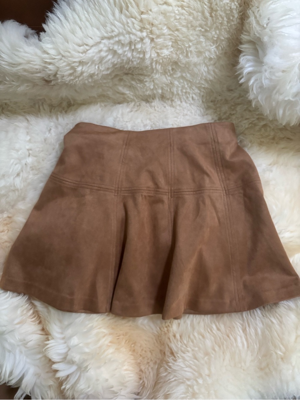 LC Lauren Conrad Tan Suede Flared Mini Skirt